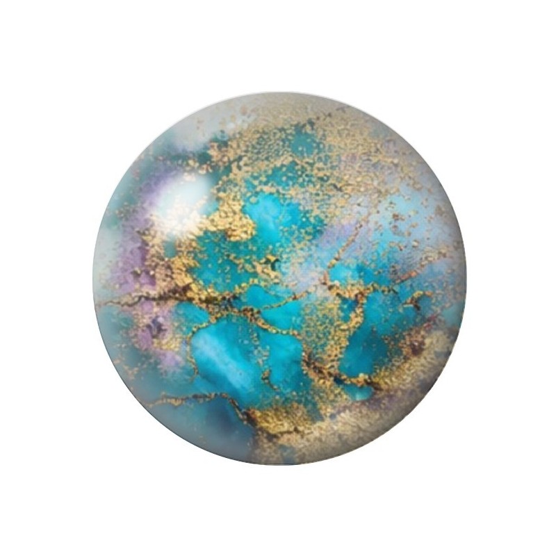 Cabochon en Verre Illustré Marbre Doré 12 à 25mm