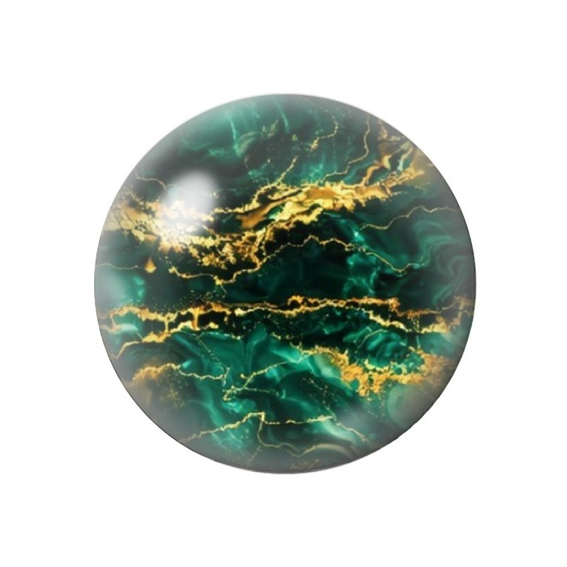 Cabochon en Verre Illustré Marbre Doré Vert Émeraude 12 à 25mm