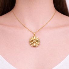 Breloque Fleur en Acier Inoxydable Doré 25x22mm