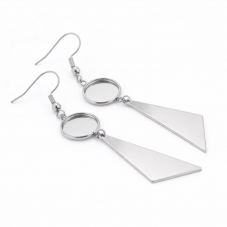 1 Paire de Support Boucle d'Oreille en Acier Inoxydable Argenté pour Cabochon 12mm