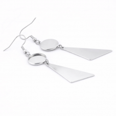 1 Paire de Support Boucle d'Oreille en Acier Inoxydable Argenté pour Cabochon 12mm