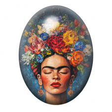 Cabochon en Verre Illustré Frida Khalo 13x18, 18x25 ou 30x40mm pour la création de bijoux fantaisie - DIY