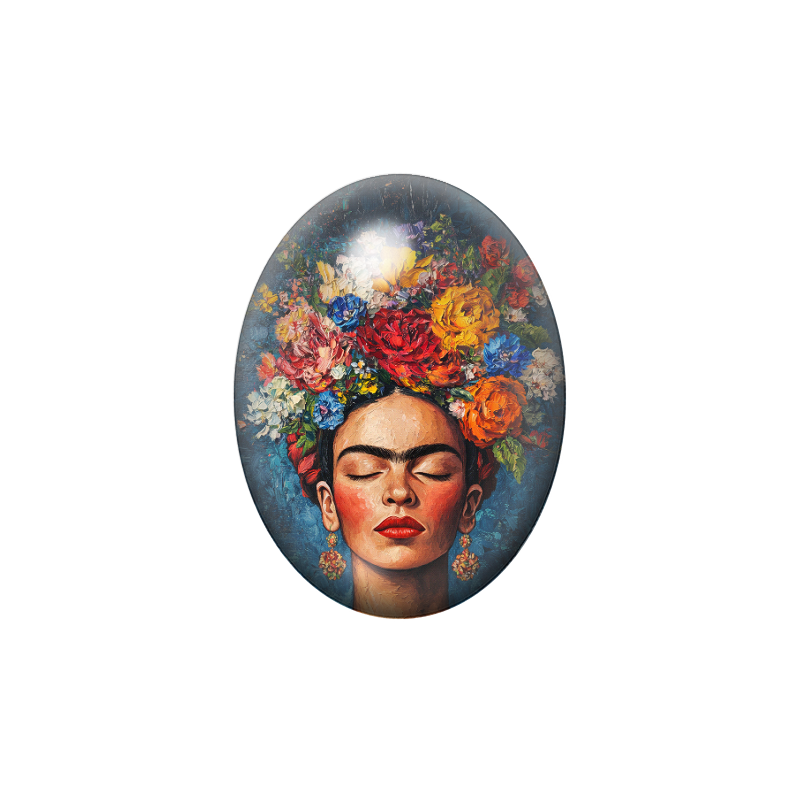 Cabochon en Verre Illustré Frida Khalo 13x18, 18x25 ou 30x40mm