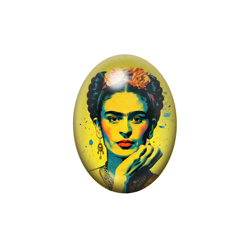 Cabochon en Verre Illustré Frida Khalo 13x18, 18x25 ou 30x40mm
