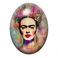 Cabochon en Verre Illustré Frida Khalo 13x18, 18x25 ou 30x40mm pour la création de bijoux fantaisie - DIY
