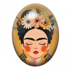 Cabochon en Verre Illustré Frida Khalo 13x18, 18x25 ou 30x40mm pour la création de bijoux fantaisie - DIY