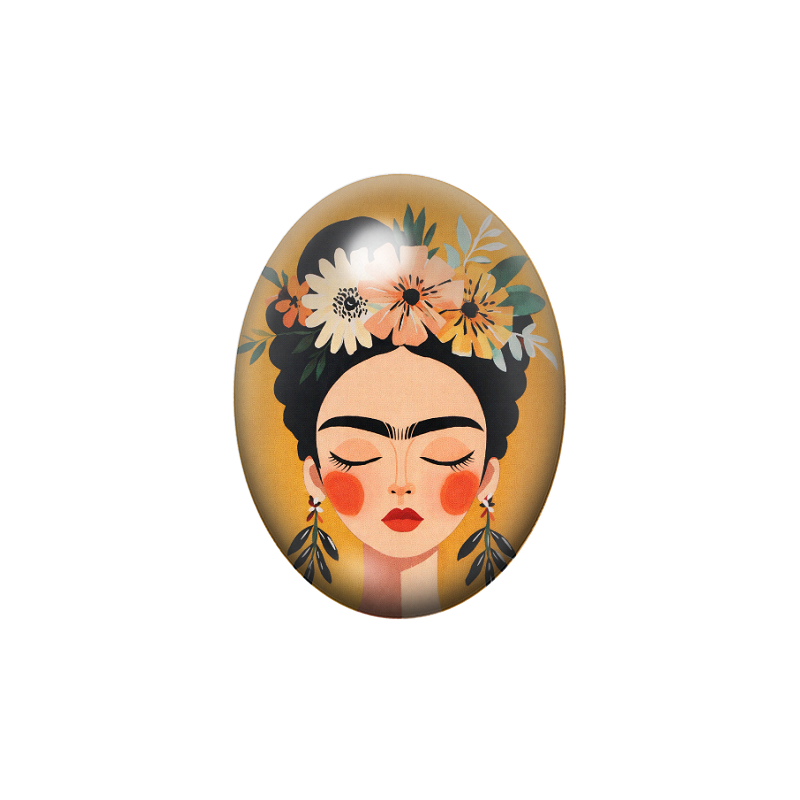 Cabochon en Verre Illustré Frida Khalo 13x18, 18x25 ou 30x40mm