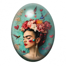 Cabochon en Verre Illustré Frida Khalo 13x18, 18x25 ou 30x40mm pour la création de bijoux fantaisie - DIY