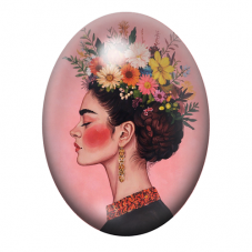 Cabochon en Verre Illustré Frida Khalo 13x18, 18x25 ou 30x40mm pour la création de bijoux fantaisie - DIY