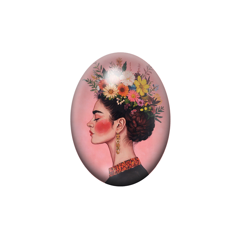 Cabochon en Verre Illustré Frida Khalo 13x18, 18x25 ou 30x40mm
