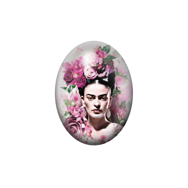 Cabochon en Verre Illustré Frida Khalo 13x18, 18x25 ou 30x40mm