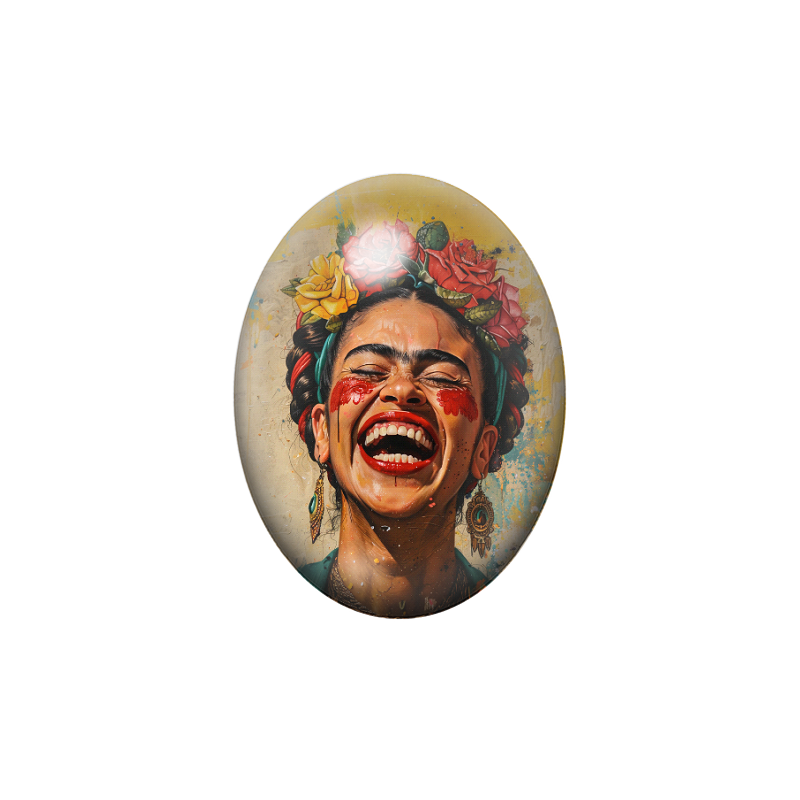 Cabochon en Verre Illustré Frida Khalo 13x18, 18x25 ou 30x40mm