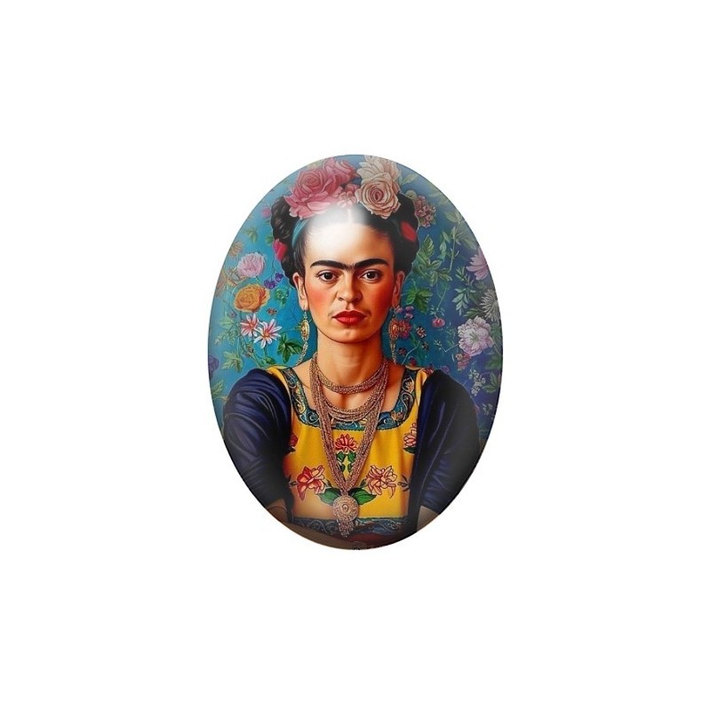 Cabochon en Verre Illustré Frida Khalo 13x18, 18x25 ou 30x40mm