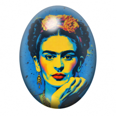Cabochon en Verre Illustré Frida Khalo 13x18, 18x25 ou 30x40mm pour la création de bijoux fantaisie - DIY