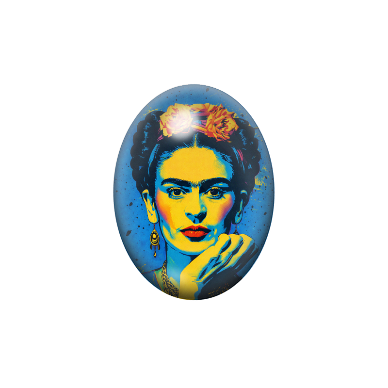 Cabochon en Verre Illustré Frida Khalo 13x18, 18x25 ou 30x40mm