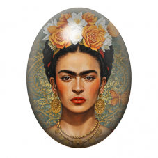 Cabochon en Verre Illustré Frida Khalo 13x18, 18x25 ou 30x40mm pour la création de bijoux fantaisie - DIY