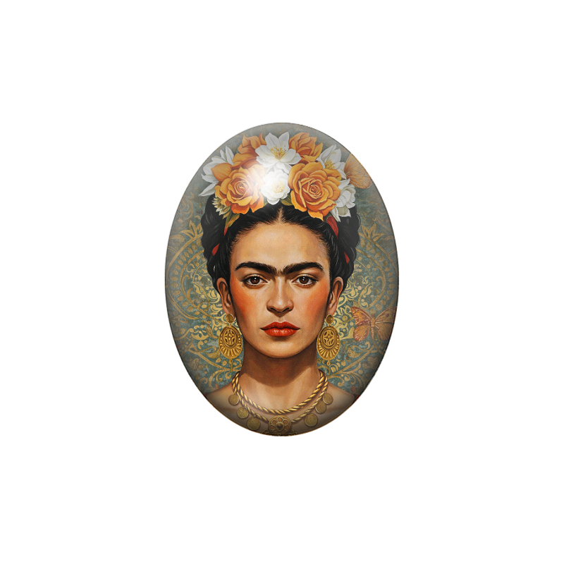 Cabochon en Verre Illustré Frida Khalo 13x18, 18x25 ou 30x40mm