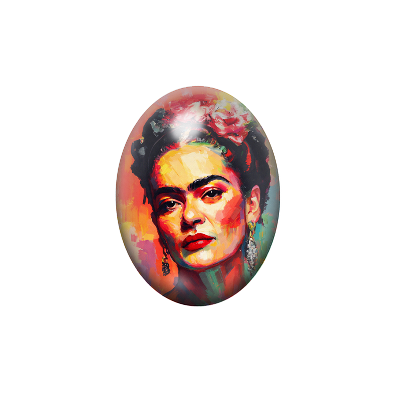 Cabochon en Verre Illustré Frida Khalo 13x18, 18x25 ou 30x40mm