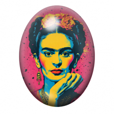 Cabochon en Verre Illustré Frida Khalo 13x18, 18x25 ou 30x40mm pour la création de bijoux fantaisie - DIY