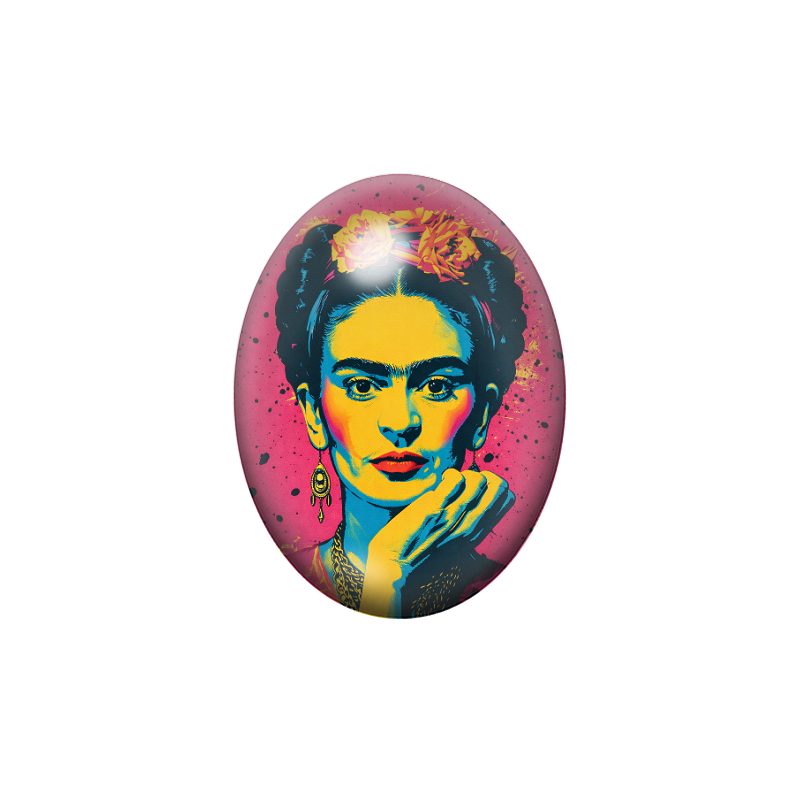 Cabochon en Verre Illustré Frida Khalo 13x18, 18x25 ou 30x40mm