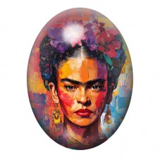 Cabochon en Verre Illustré Frida Kahlo au Portrait Abstrait Multicolore 13x18, 18x25 ou 30x40mm pour la création de bijoux fanta