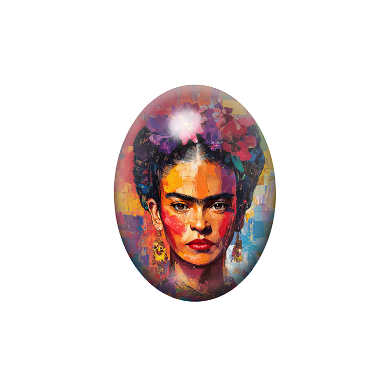 Cabochon en Verre Illustré Frida Khalo 13x18, 18x25 ou 30x40mm