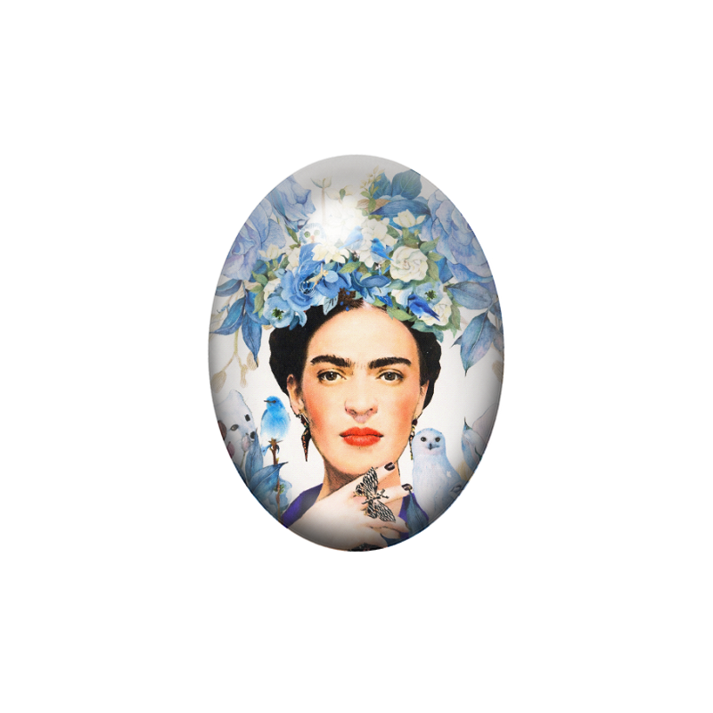 Cabochon en Verre Illustré Frida Khalo 13x18, 18x25 ou 30x40mm