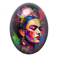Cabochon en Verre Illustré Frida Khalo 13x18, 18x25 ou 30x40mm pour la création de bijoux fantaisie - DIY