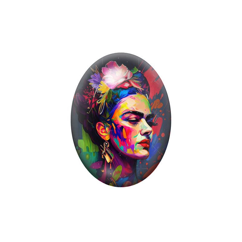 Cabochon en Verre Illustré Frida Khalo 13x18, 18x25 ou 30x40mm