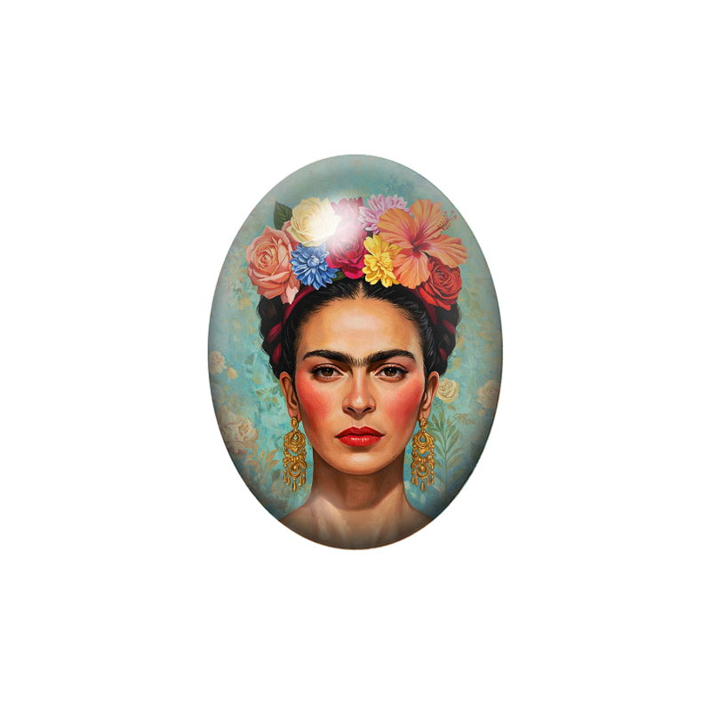 Cabochon en Verre Illustré Frida Khalo 13x18, 18x25 ou 30x40mm