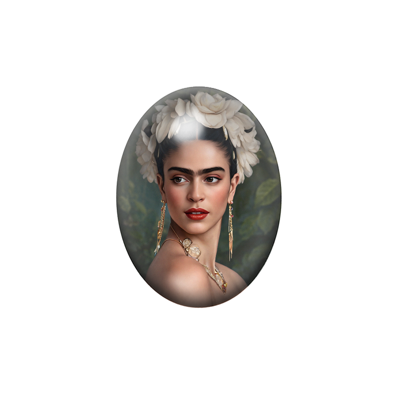 Cabochon en Verre Illustré Frida Khalo 13x18, 18x25 ou 30x40mm