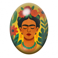Cabochon en Verre Illustré Frida Khalo 13x18, 18x25 ou 30x40mm pour la création de bijoux fantaisie - DIY