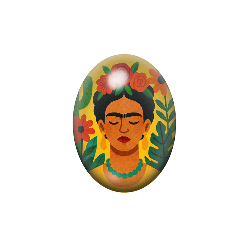 Cabochon en Verre Illustré Frida Khalo 13x18, 18x25 ou 30x40mm