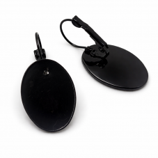 1 Paire de Support Boucle d'Oreille Dormeuse Noir pour Cabochon 18x25mm  pour la Création de Bijoux Fantaisie - DIY