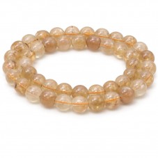 5 Perles Pierre Naturelle Quartz Rutile 8mm