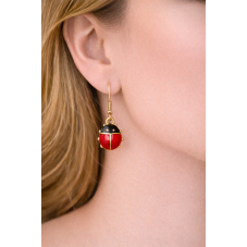 Breloque Coccinelle en Émail Acier Inoxydable Doré 12x9mm