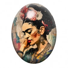 Cabochon en Verre Illustré Frida Khalo 13x18, 18x25 ou 30x40mm pour la création de bijoux fantaisie - DIY