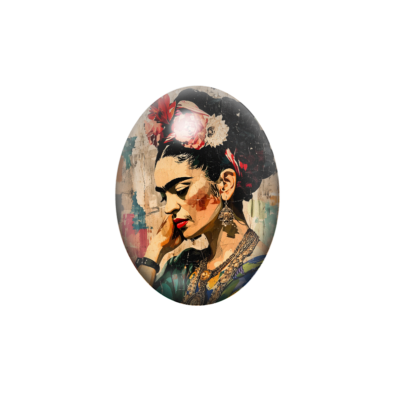 Cabochon en Verre Illustré Frida Khalo 13x18, 18x25 ou 30x40mm