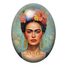 Cabochon en Verre Illustré Frida Khalo 13x18, 18x25 ou 30x40mm pour la création de bijoux fantaisie - DIY