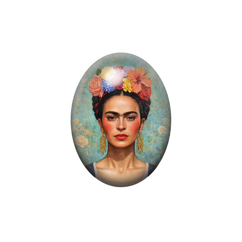 Cabochon en Verre Illustré Frida Khalo 13x18, 18x25 ou 30x40mm