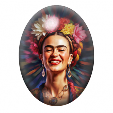 Cabochon en Verre Illustré Frida Khalo 13x18, 18x25 ou 30x40mm pour la création de bijoux fantaisie - DIY