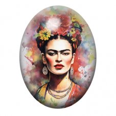 Cabochon en Verre Illustré Frida Khalo 13x18, 18x25 ou 30x40mm pour la création de bijoux fantaisie - DIY