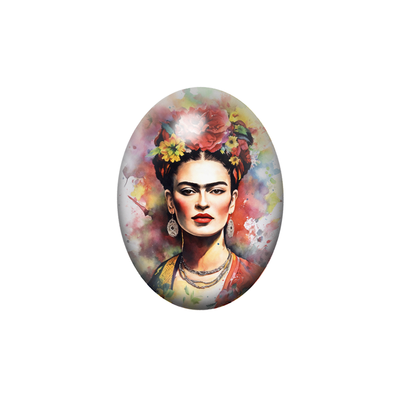 Cabochon en Verre Illustré Frida Khalo 13x18, 18x25 ou 30x40mm