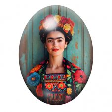 Cabochon en Verre Illustré Frida Khalo 13x18, 18x25 ou 30x40mm pour la création de bijoux fantaisie - DIY