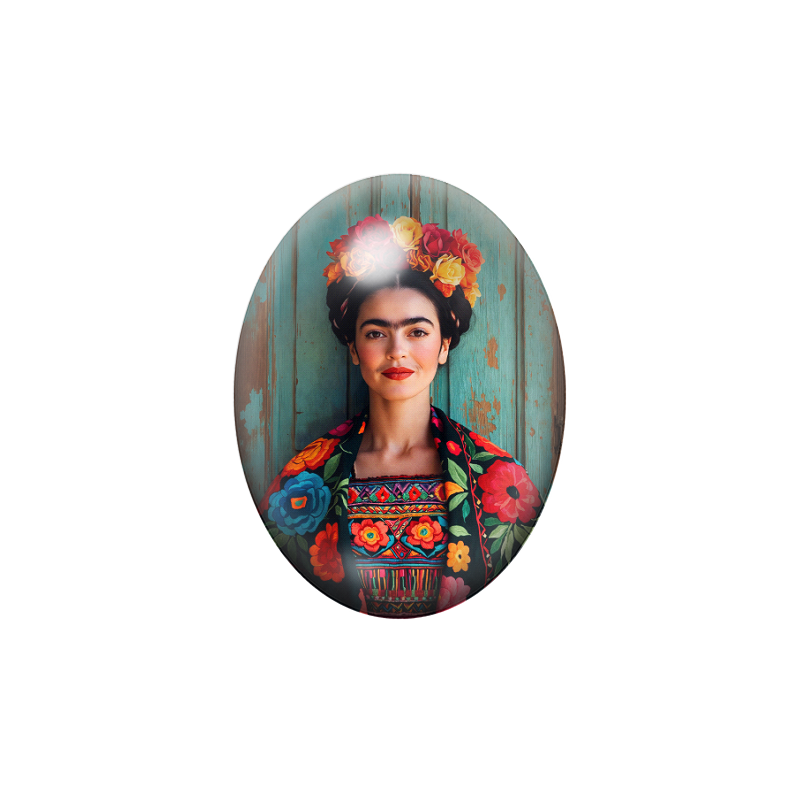 Cabochon en Verre Illustré Frida Khalo 13x18, 18x25 ou 30x40mm