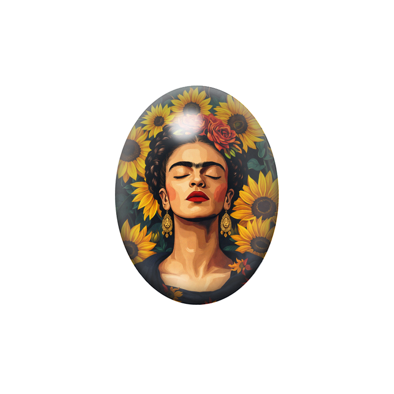 Cabochon en Verre Illustré Frida Khalo 13x18, 18x25 ou 30x40mm