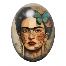 Cabochon en Verre Illustré Frida Khalo 13x18, 18x25 ou 30x40mm pour la création de bijoux fantaisie - DIY