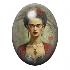 Cabochon en Verre Illustré Frida Khalo 13x18, 18x25 ou 30x40mm pour la création de bijoux fantaisie - DIY