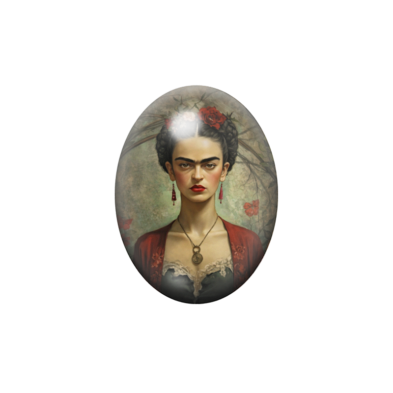 Cabochon en Verre Illustré Frida Khalo 13x18, 18x25 ou 30x40mm