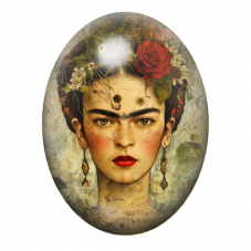 Cabochon en Verre Illustré Frida Khalo 13x18, 18x25 ou 30x40mm pour la création de bijoux fantaisie - DIY